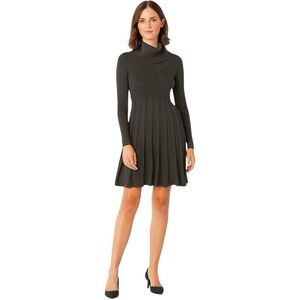 Calvin Klein Gray Ribbed Turtleneck Pleated Long Sleeve Dress – Size XL